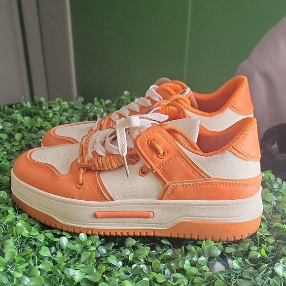 Liliana Shoes - Liliana Orange and Cream Sneakers